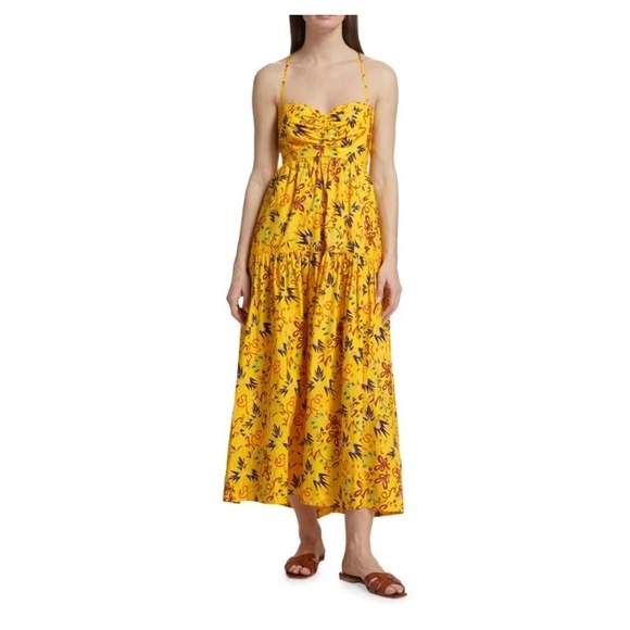 A.L.C. Dresses & Skirts - A.L.C. Arit Yellow Floral Maxi Dress Open Back Size 00